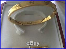 100 % AUTHENTIC-Cartier Love Bracelet Bangle 18K Gold Size 18