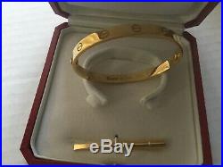 100 % AUTHENTIC-Cartier Love Bracelet Bangle 18K Gold Size 18