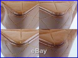 100%Auth CHANEL Flap Bag Chain 2.55 Brown Gold Vintage Classic Quilted GHW 25cm