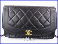 100%Auth CHANEL Vintage Diana Flap Bag Chain Shoulder Quilted Medium Classic