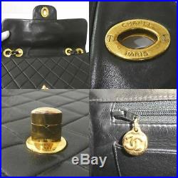 100% Auth Chanel Black Lamb Vintage Jumbo XL Shoulder Bag W30 E1047