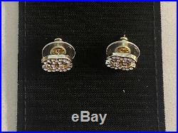 100% Auth Chanel Gold Tone Dore Classic CC Strass Crystal Studs Earrings Small