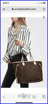 100% Auth Louis Vuitton Neverfull MM Monogram New With Receipt M41177 Cherry