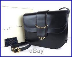 100% Authentic Cartier Leather Shoulder Bag Navy Made In France WithBox & Dust Bag