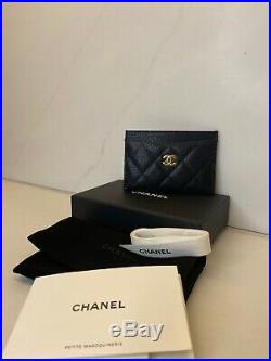 100% Authentic Chanel Black Caviar Card Holder With Gold Hardware