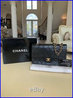 100% Authentic Chanel Classic Double Flap Black Lambskin Gold Hardware 2.55