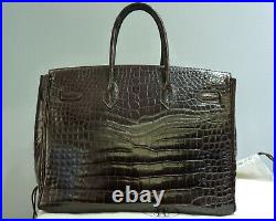 100% Authentic HERMES 35cm Birkin Bag in Crocodile Leather with Gold Hardware
