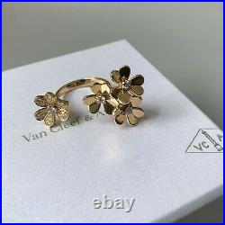 10K+ Van Cleef & Arpels DIAMOND Yellow Gold Alhambra FRIVOLE Between Finger Ring