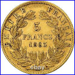 #1210167 France, Napoleon III, 5 Francs, 1863, Strasbourg, Gold, AU, Gadoury1