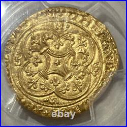 1380-22 France Charles VI Ecu Gold Coin! Pcgs Ms-61! Reduced Sale Price