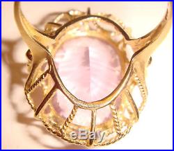 14 carat HUGE Rose de France Amethyst Etoile Fancy Cut 10K Yellow Gold Ring Sz 7
