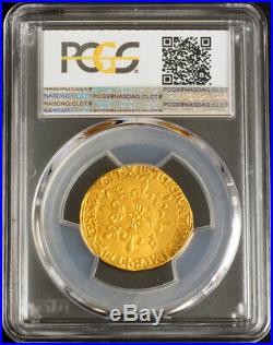 1547, Royal France, Francis I. Gold Ecu (with Sun) Coin. Bayonne! PCGS MS-62