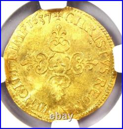 1637a Gold 1-ecu'or D'or Louis XIII France Ngc Au-58 Rarity R10 1/0 Top Pop
