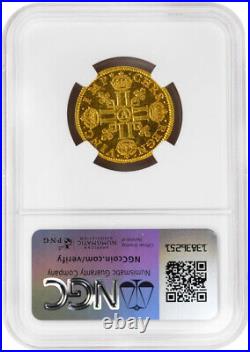 1641-A, (1L'or), France, NGC MS63, Louis XIII Gold Louis d'Or, Long Curl