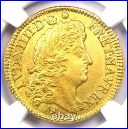 1690 France Louis XIV Louis d'Or 1L'OR Coin NGC Uncirculated Details (UNC MS)