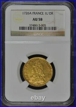 1726A FRANCE 1L'OR Gold Louis XV d'Or NGC AU58