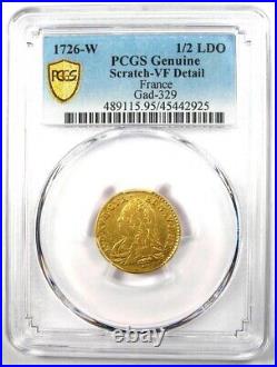 1726-W France Louis XV Louis Half d'Or 1/2 L'OR Coin Certified PCGS VF Details
