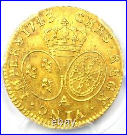 1743/2 France Gold Louis XV d'Or Coin 1 L'OR Certified PCGS MS62 (BU UNC)