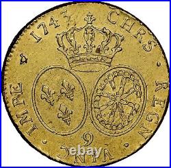 1743 (9) France Gold 2 Louis D'or (2l'or) Ngc Unc Details 6460765-002 Louis XV
