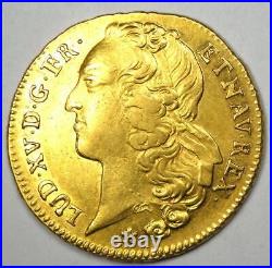 1753 France Gold Louis XV Double d'Or Coin 2 L'OR Choice AU / UNC MS Detail