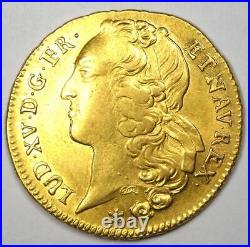1753 France Gold Louis XV Double d'Or Coin 2 L'OR Choice AU / UNC MS Detail