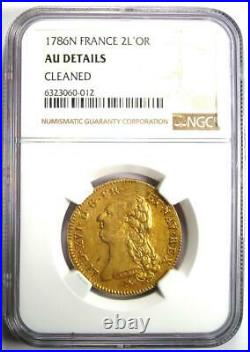 1786 France Gold Louis XVI 2 Louis d'Or 2L'OR Coin Certified NGC AU Detail