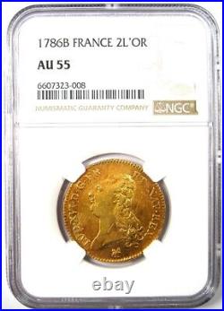 1786 France Gold Louis XVI 2 Louis d'Or Coin 2 L'OR Certified NGC AU55 Rare