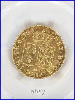 1786 France Louis XVI Louis d'Or 1L'OR French Coin PCGS AU58 Gold Shield