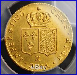 1786-K, Royal France, Louis XVI. Gold Double Louis Coin. (15.3gm!) PCGS MS-63