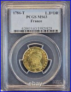 1786 T France Gold Louis D'or L. D'or Pcgs Ms 63 High Grade Nantes Mint Beautiful