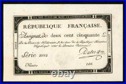 1793 France 250 Livres Banknote Second Year of The Republic Pick A75 XF to AU