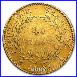 1802 AN XI France Gold 40 Francs Napoleon Avg Circ SKU#87463