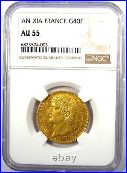 1802 France Gold Napoleon 40 Francs Coin G40F (AN XIA) Certified NGC AU55