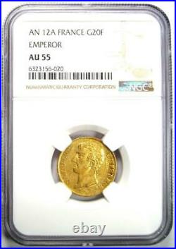 1803 France Gold Napoleon 20 Francs Coin G20F (AN 12A) Certified NGC AU55