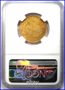1803 France Gold Napoleon 40 Francs Coin G40F (AN 12 A) Certified NGC AU55