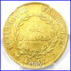 1803 France Gold Napoleon 40 Francs Coin G40F (AN 12 A) Certified PCGS AU50