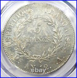 1803 France Napoleon 5 Francs Silver Coin 5F (AN 12A) Certified PCGS AU Detail
