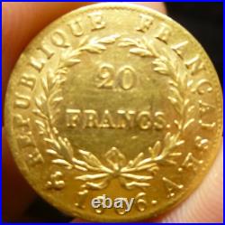 1806 A Gold France 20 Francs Napoleon Bonaparte Coin Paris Mint