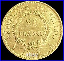 1807 A Gold France 20 Francs Napoleon Bonaparte Coin Paris Mint About Unc