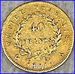 1811-A France 40 Francs Napoleon Gold Coin 0.3734 AGW French Empire