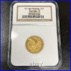 1811 A France Gold 20 Francs, 20F, Beautiful Coin, NGC AU 50