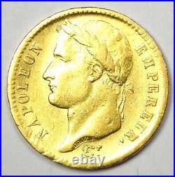 1811 France Gold Napoleon 20 Francs Coin G20F AU Details Rare