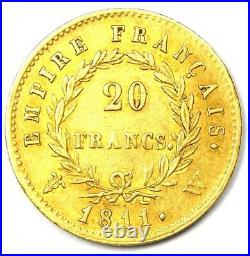 1811 France Gold Napoleon 20 Francs Coin G20F AU Details Rare