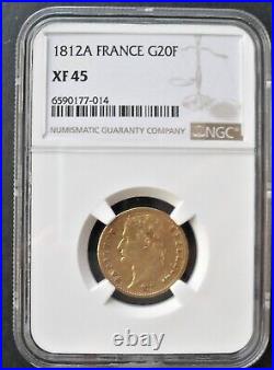 1812A France 20 Francs, NGC XF45, nice gold coin # 1265