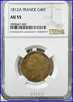 1812 A France Napoleon Gold 40 Francs Au55 Ngc #410