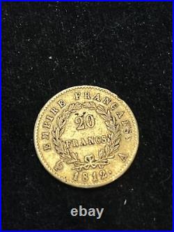 1812 A Gold France 20 Francs Napoleon Emperor Coin Paris Mint