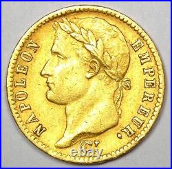 1813-A France Gold Napoleon 20 Francs Coin G20F AU Details Rare