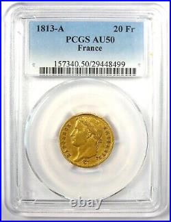 1813 France Gold Napoleon 20 Francs Coin G20F Certified PCGS AU50 Rare