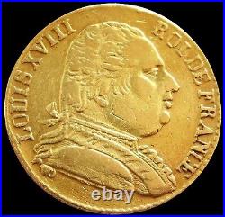 1815 R 100 Day War Year Gold France 20 Francs King Louis XVIII London Mint