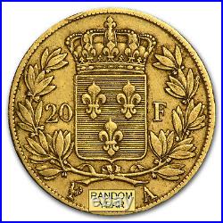 1816-1824 France Gold 20 Francs Louis XVIII Avg Circ SKU #56796